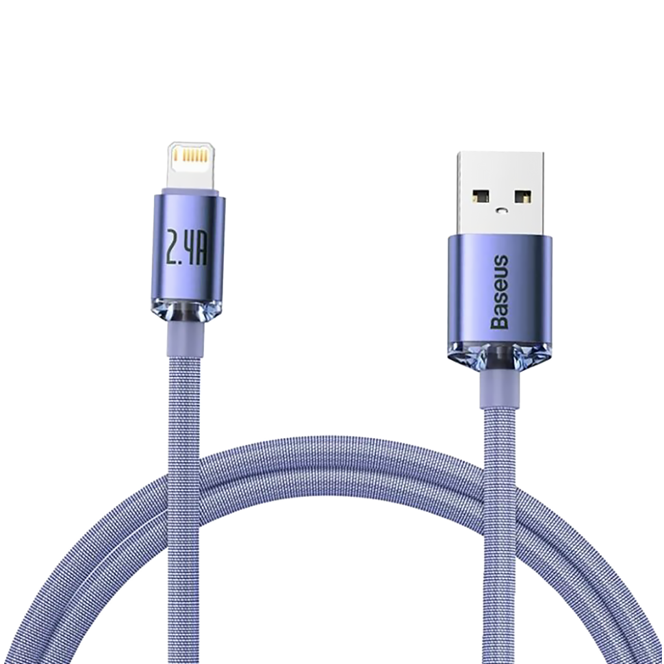 Кабель Baseus Crystal Shine CW-FXP USB - Lightning 2.4A 2м Фиолетовый Кабель Baseus Crystal Shine CW-FXP USB - Lightning 2.4A 2м Фиолетовый