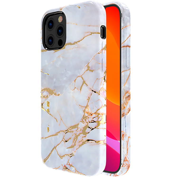 Чехол PQY Marble для iPhone 12/12 Pro Белый