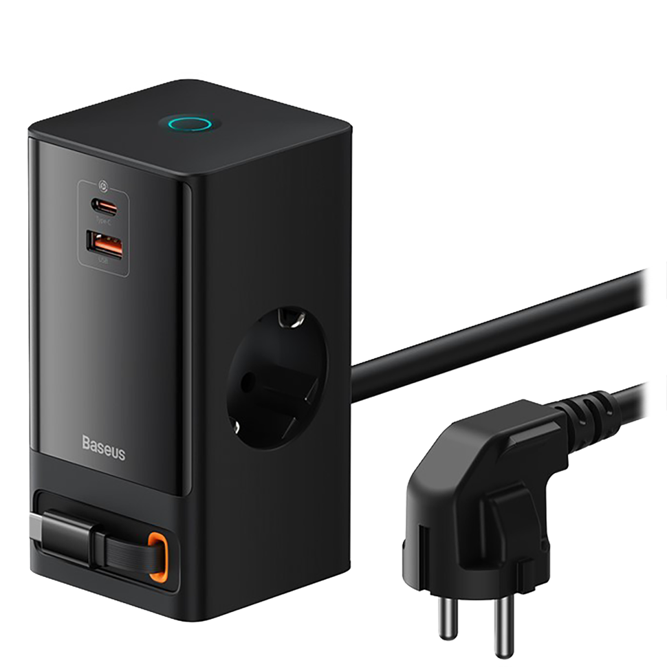 Сетевой адаптер Baseus PowerCombo Retractable-C 65W Чёрный