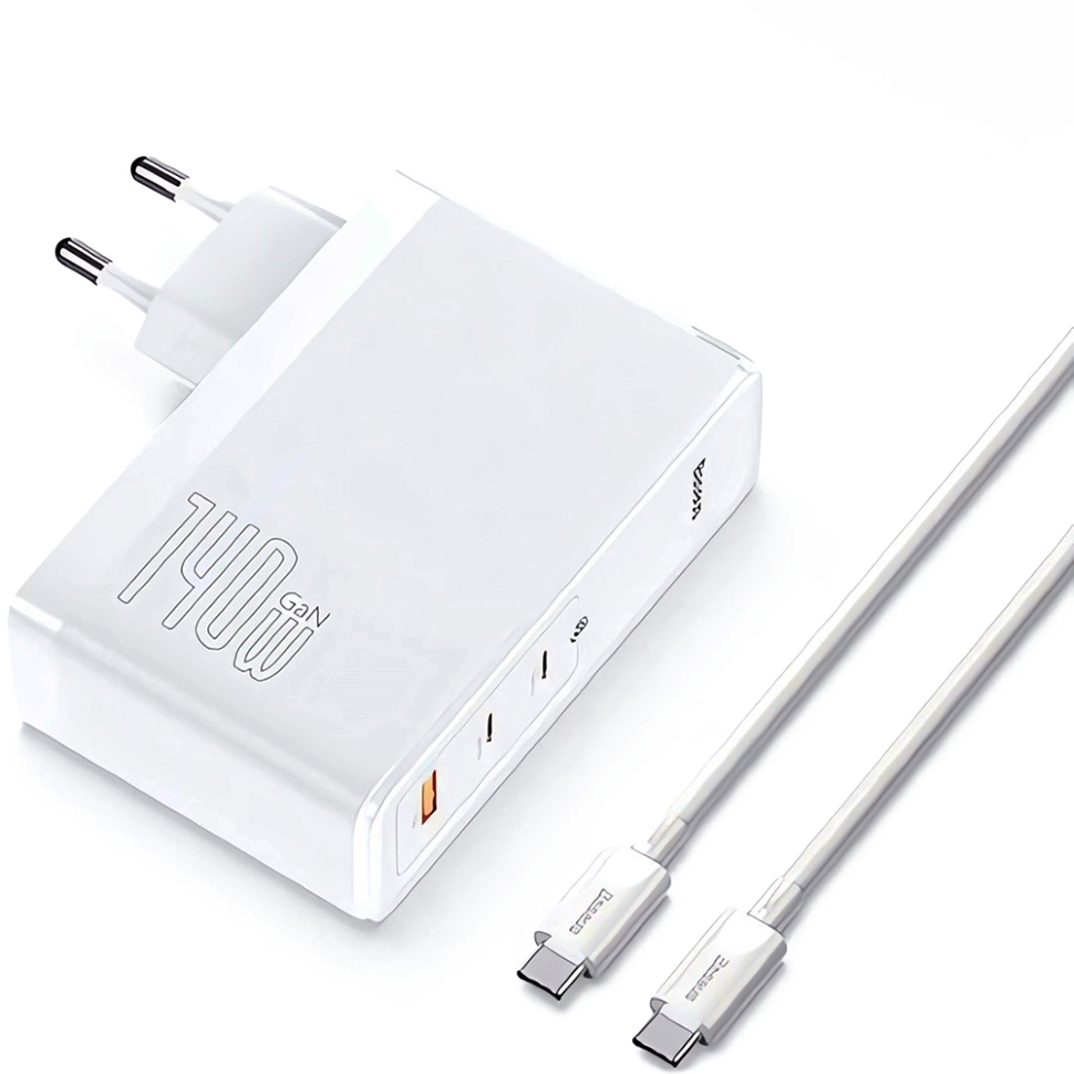 Сетевой адаптер Baseus GaN5 Pro 140W Белый (+кабель Type-C 1м) Сетевой адаптер Baseus GaN5 Pro 140W Белый (+кабель Type-C 1м)