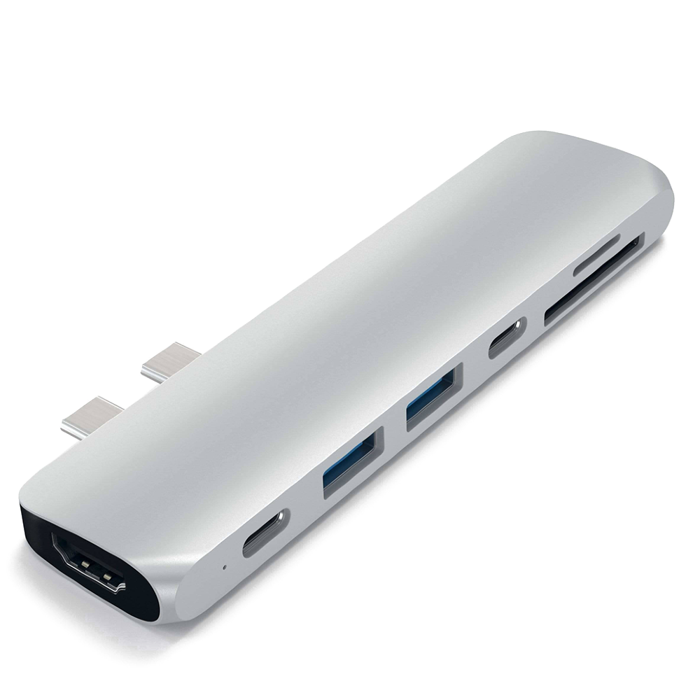 Хаб Satechi Aluminum Pro Hub для Macbook Pro (HDMI, Type-C Thunderbolt 3, SD, microSD, 2 x USB 3.0) Серебро