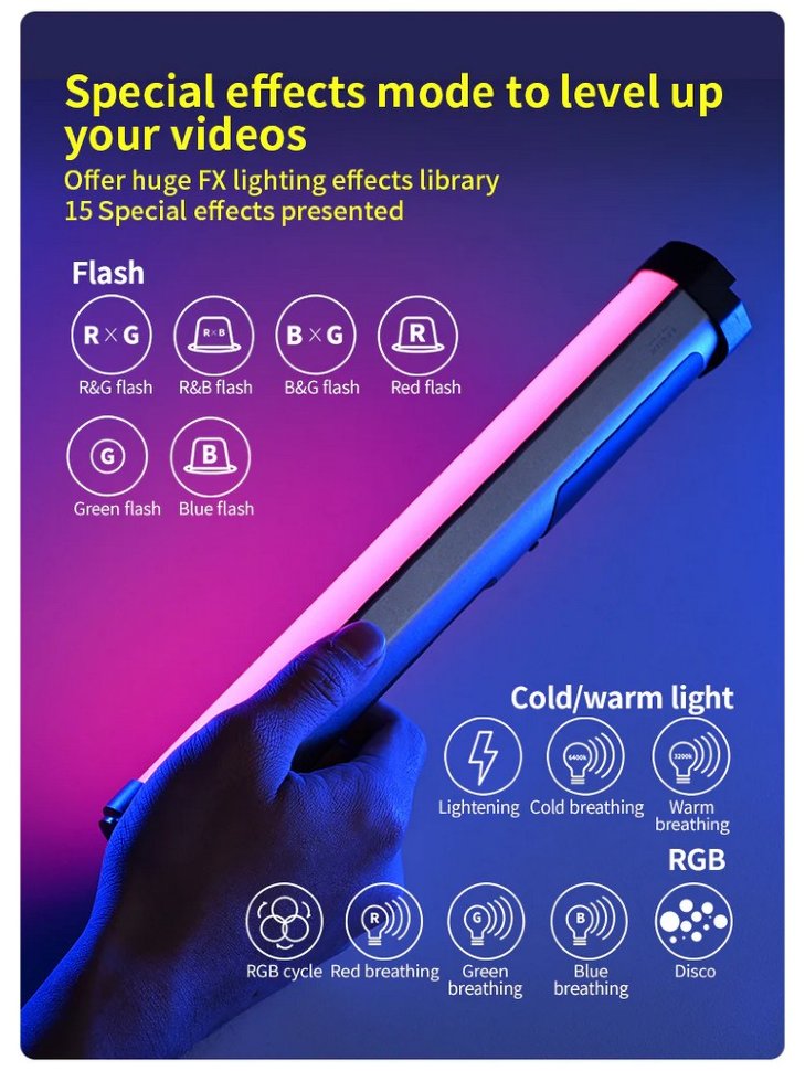 Осветитель YC Onion ENERGY TUBE Pixel Version + Honeycomb + Grid Осветитель YC Onion ENERGY TUBE Pixel Version + Honeycomb + Grid