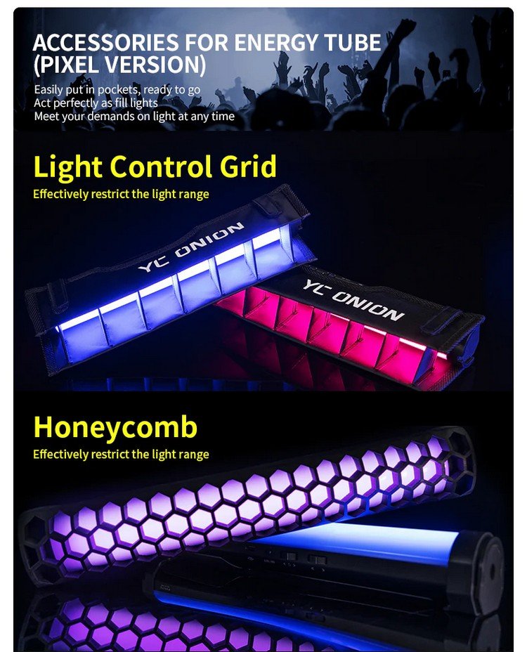 Осветитель YC Onion ENERGY TUBE Pixel Version + Honeycomb + Grid Осветитель YC Onion ENERGY TUBE Pixel Version + Honeycomb + Grid