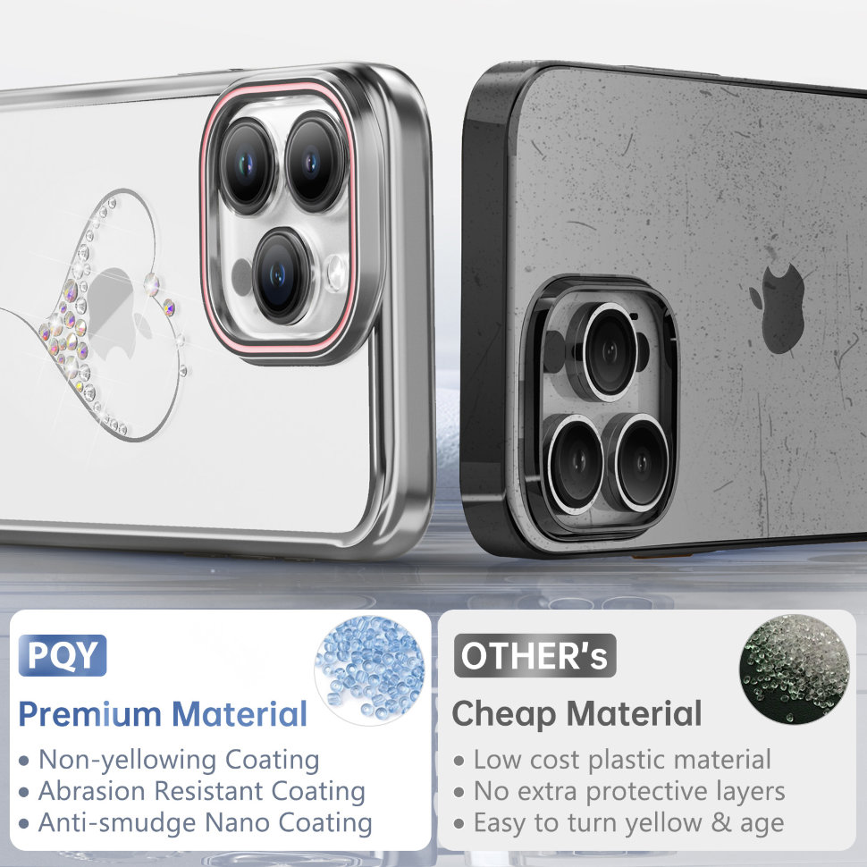 Чехол PQY Wish для iPhone 15 Pro Max Серебро Чехол PQY Wish для iPhone 15 Pro Max Серебро