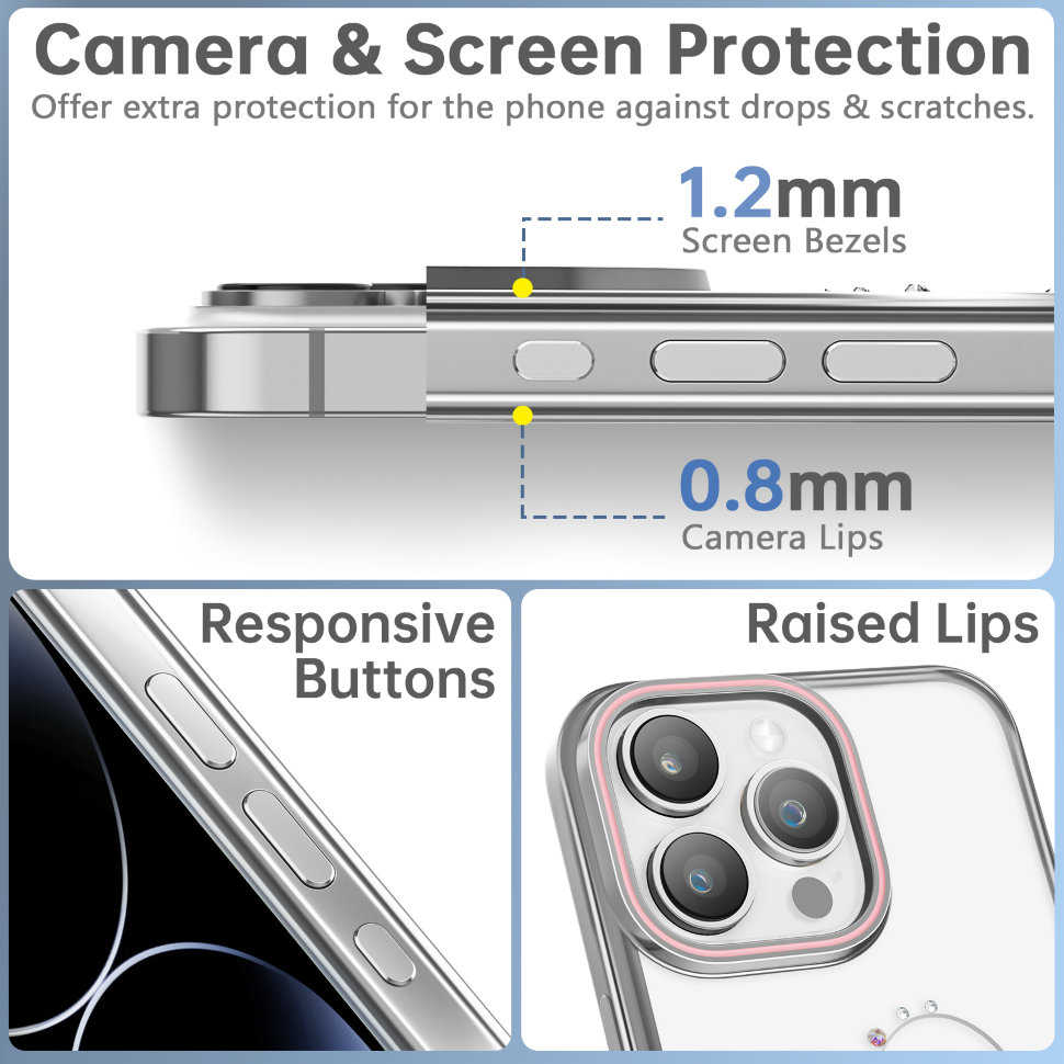 Чехол PQY Wish для iPhone 15 Pro Max Серебро Чехол PQY Wish для iPhone 15 Pro Max Серебро