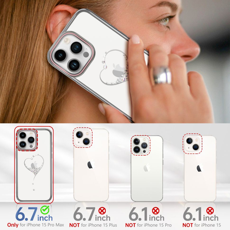 Чехол PQY Wish для iPhone 15 Pro Max Серебро Чехол PQY Wish для iPhone 15 Pro Max Серебро