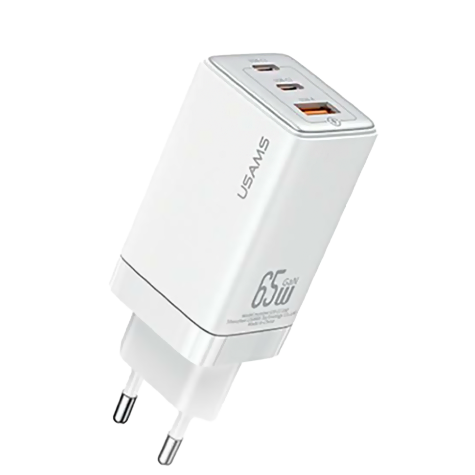 Сетевой адаптер USAMS US-CC180 Sandru GaN 65W Белый Сетевой адаптер USAMS US-CC180 Sandru GaN 65W Белый