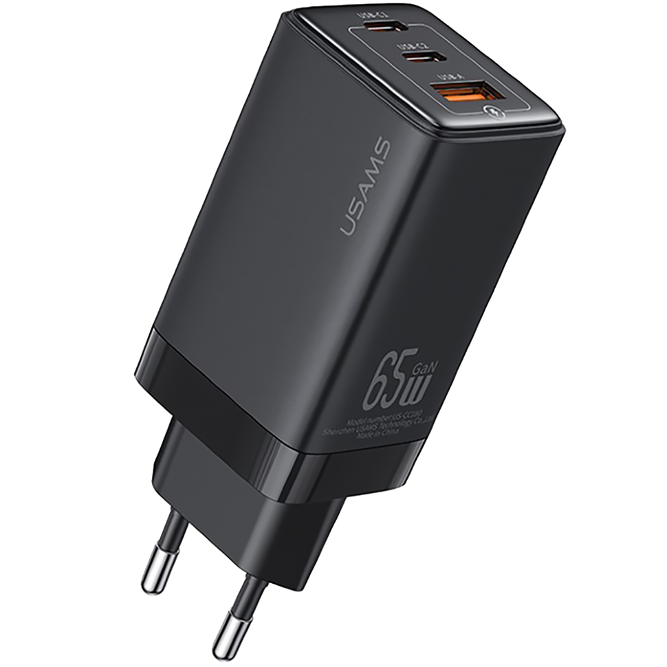 Сетевой адаптер USAMS US-CC180 Sandru GaN 65W Чёрный Сетевой адаптер USAMS US-CC180 Sandru GaN 65W Чёрный