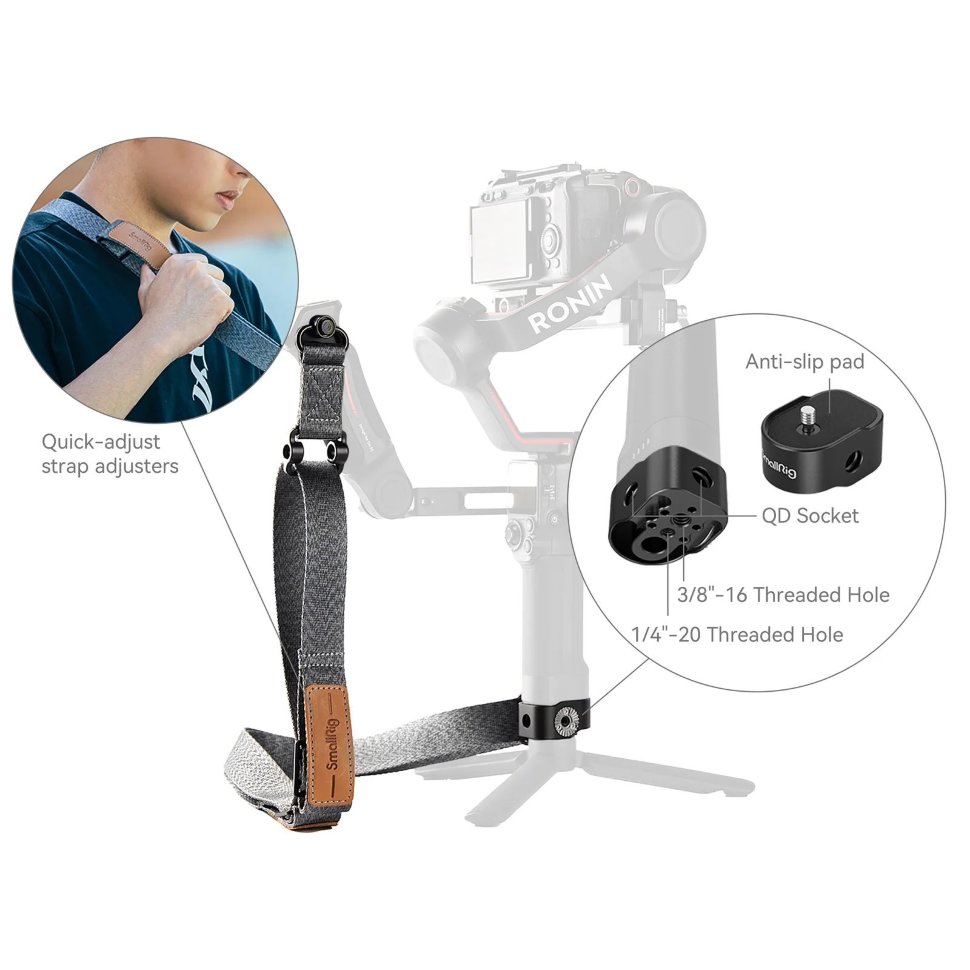 Плечевой ремень с рукояткой SmallRig 4383 Weight-Reducing Sling Handgrip для DJI RS3/RS3Pro/RS2 Плечевой ремень с рукояткой SmallRig 4383 Weight-Reducing Sling Handgrip для DJI RS3/RS3Pro/RS2