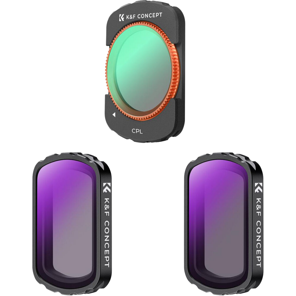 Комплект светофильтров K&F Concept CPL + ND для DJI Osmo Pocket 3 (3шт) Комплект светофильтров K&F Concept CPL + ND для DJI Osmo Pocket 3 (3шт)