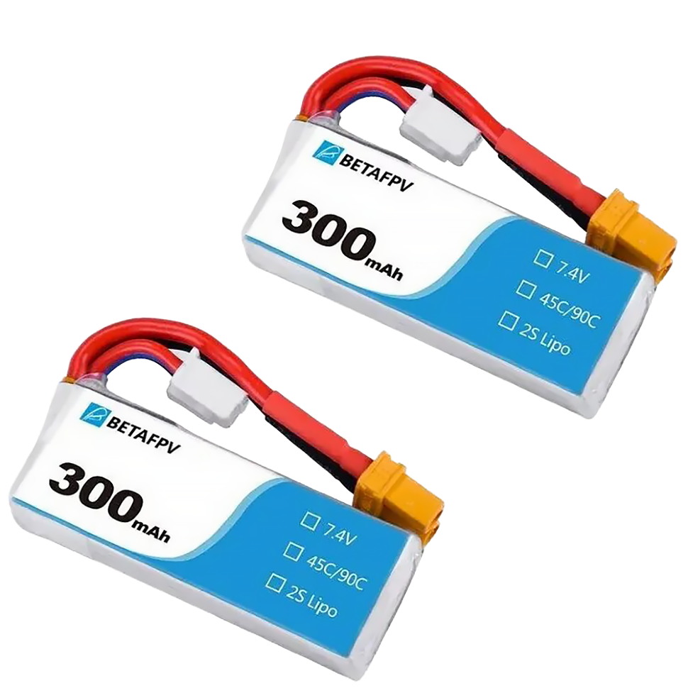 Комплект аккумуляторов BETAFPV 2S 45C/90C 7.4V XT30 300mAh (2шт) Комплект аккумуляторов BETAFPV 2S 45C/90C 7.4V XT30 300mAh (2шт)