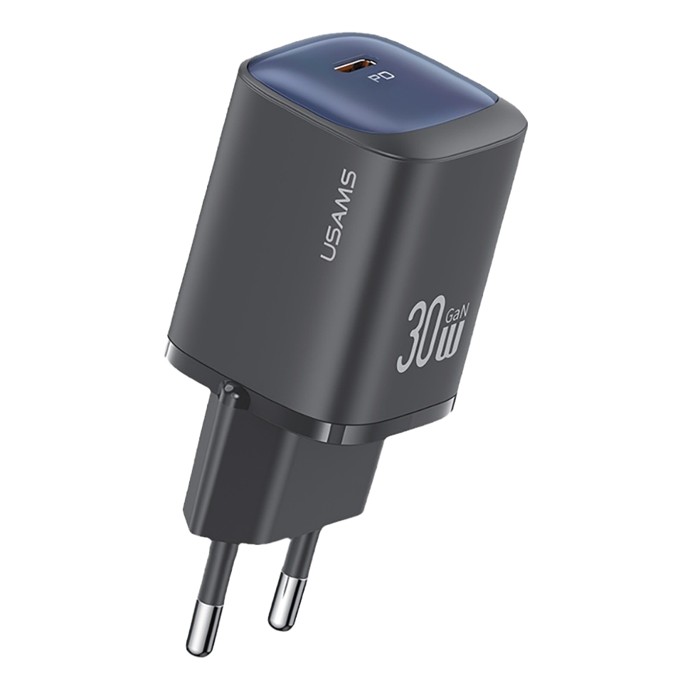 Сетевой адаптер Usams CC251 30W GaN Чёрный Сетевой адаптер Usams CC251 30W GaN Чёрный