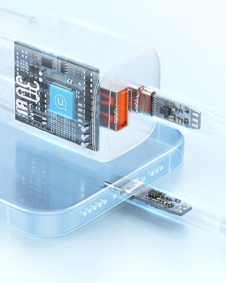 Сетевой адаптер Usams CC254 30W Dual Ports GaN Чёрный Сетевой адаптер Usams CC254 30W Dual Ports GaN Чёрный