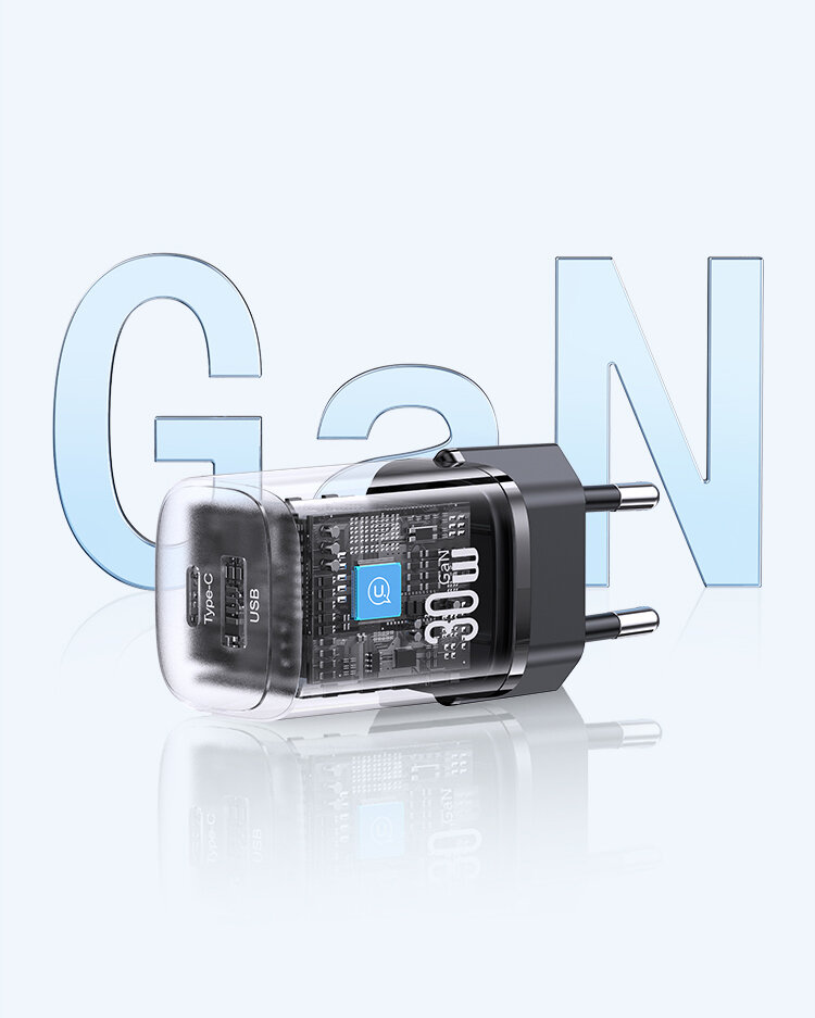 Сетевой адаптер Usams CC254 30W Dual Ports GaN Чёрный Сетевой адаптер Usams CC254 30W Dual Ports GaN Чёрный