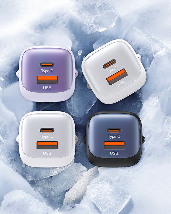 Сетевой адаптер Usams CC254 30W Dual Ports GaN Фиолетовый Сетевой адаптер Usams CC254 30W Dual Ports GaN Фиолетовый