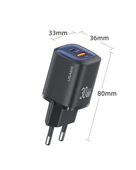 Сетевой адаптер Usams CC254 30W Dual Ports GaN Фиолетовый Сетевой адаптер Usams CC254 30W Dual Ports GaN Фиолетовый