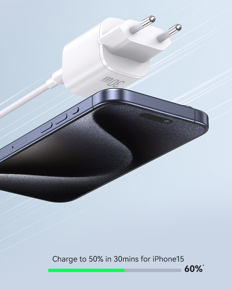 Сетевой адаптер Usams CC254 30W Dual Ports GaN Белый Сетевой адаптер Usams CC254 30W Dual Ports GaN Белый