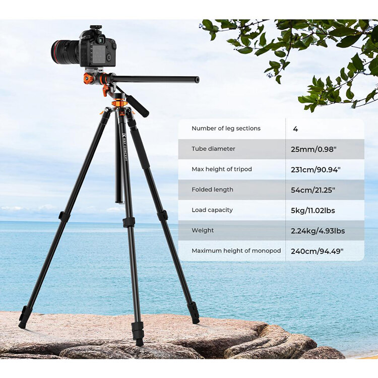 Штатив K&F Concept T254A7 с головой FH-03 Штатив K&F Concept T254A7 с головой FH-03