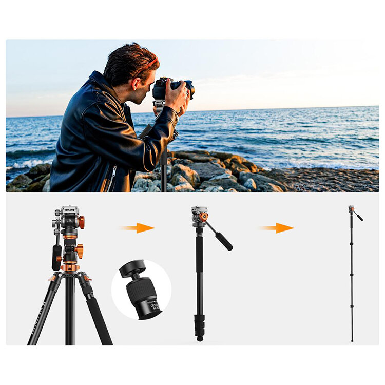 Штатив K&F Concept T254A7 с головой FH-03 Штатив K&F Concept T254A7 с головой FH-03