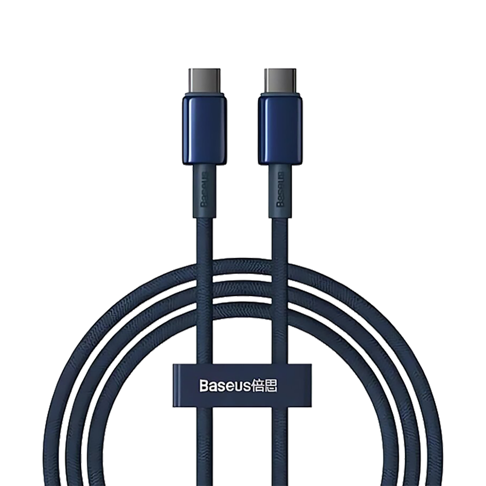 Кабель Baseus Tungsten Gold Type-C 100W 1м Синий Кабель Baseus Tungsten Gold Type-C 100W 1м Синий