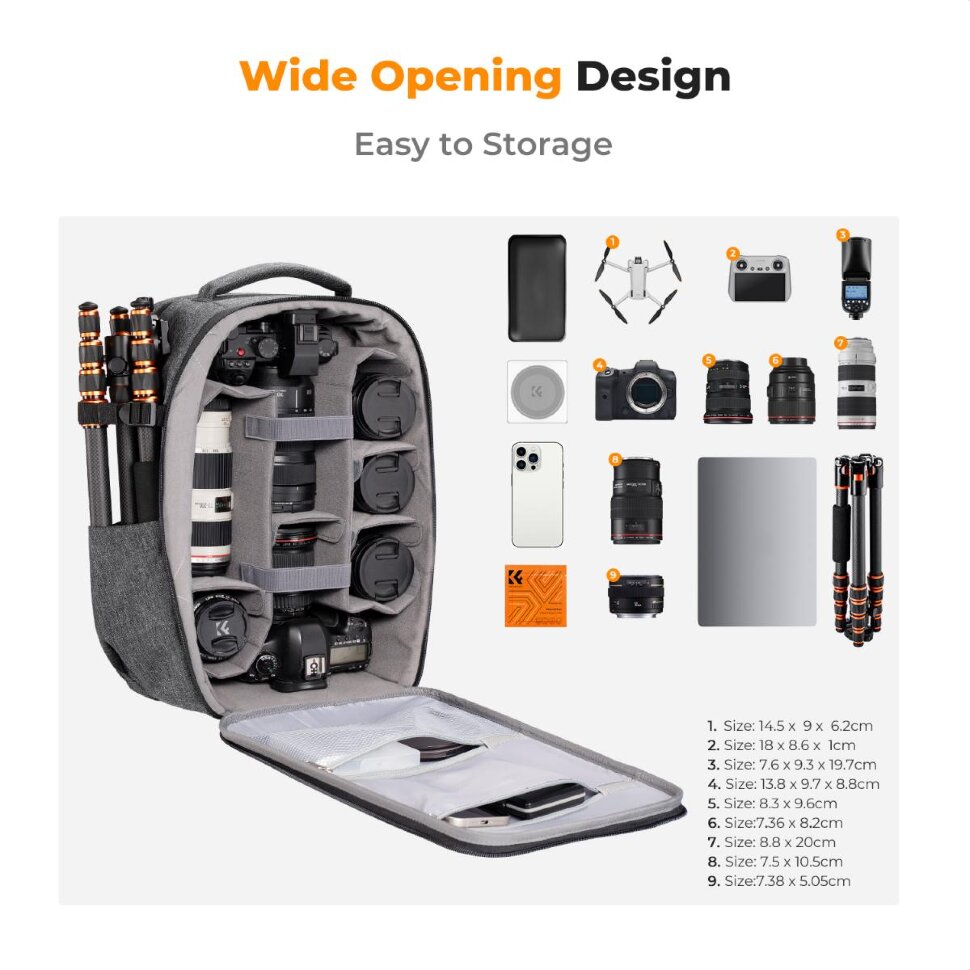 Рюкзак K&F Concept HardShell 22L Серый Рюкзак K&F Concept HardShell 22L Серый