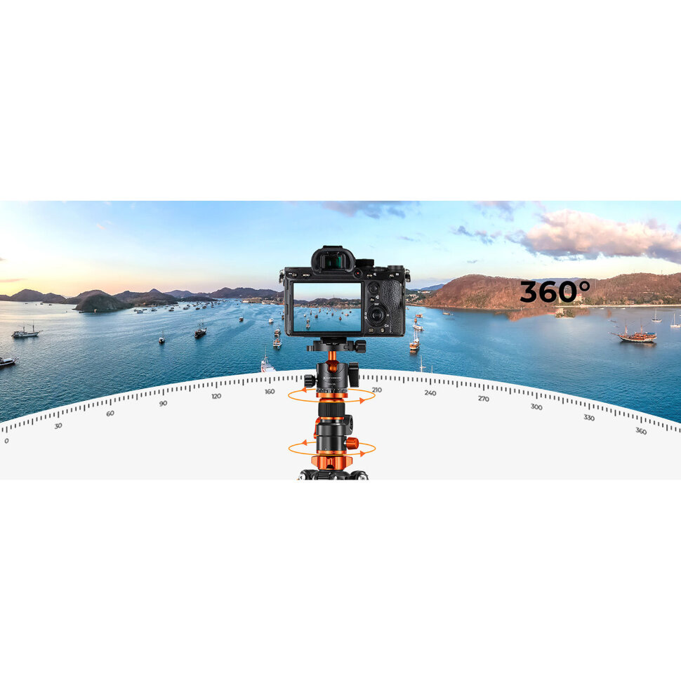 Штатив K&F Concept T254A7 с головой BH-28L Штатив K&F Concept T254A7 с головой BH-28L