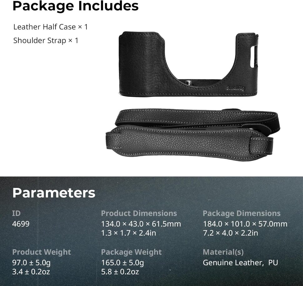 Чехол SmallRig Leather Half Case Kit для Fujifilm X100VI Чёрный Чехол SmallRig Leather Half Case Kit для Fujifilm X100VI Чёрный