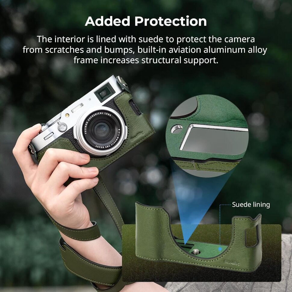 Чехол SmallRig Leather Half Case Kit для Fujifilm X100VI Зелёный Чехол SmallRig Leather Half Case Kit для Fujifilm X100VI Зелёный