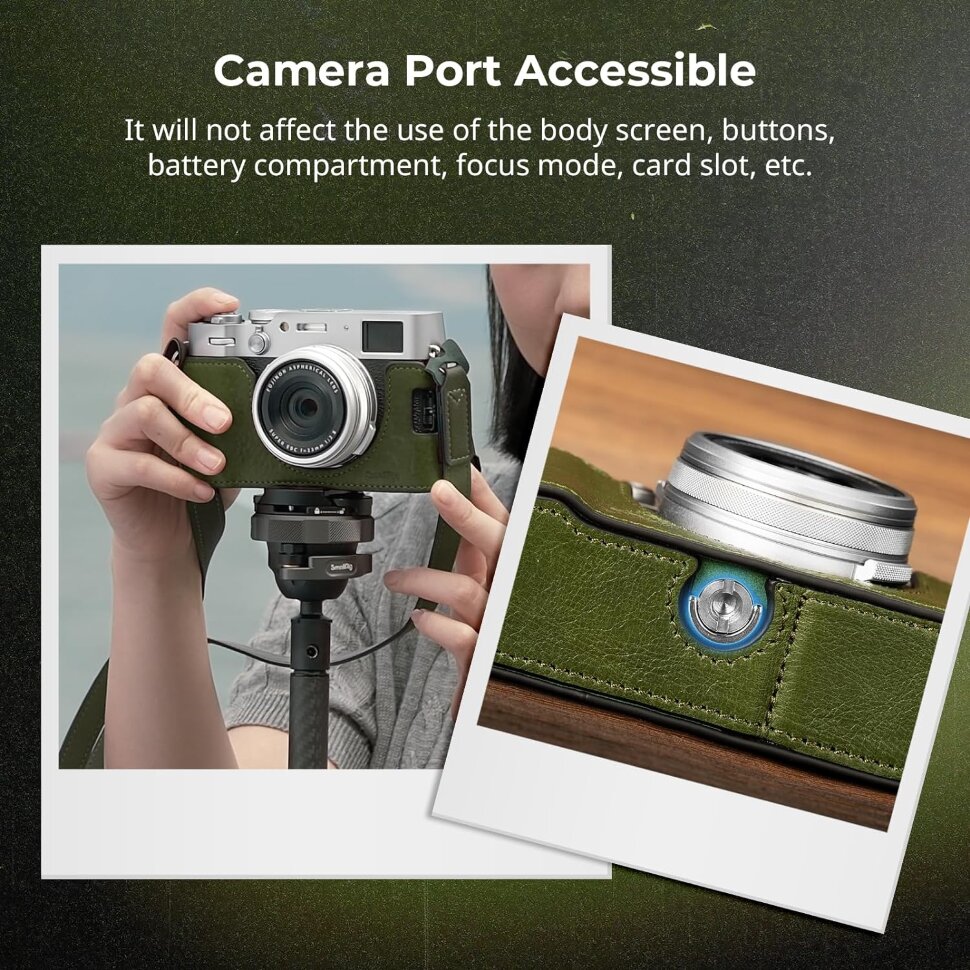 Чехол SmallRig Leather Half Case Kit для Fujifilm X100VI Зелёный Чехол SmallRig Leather Half Case Kit для Fujifilm X100VI Зелёный