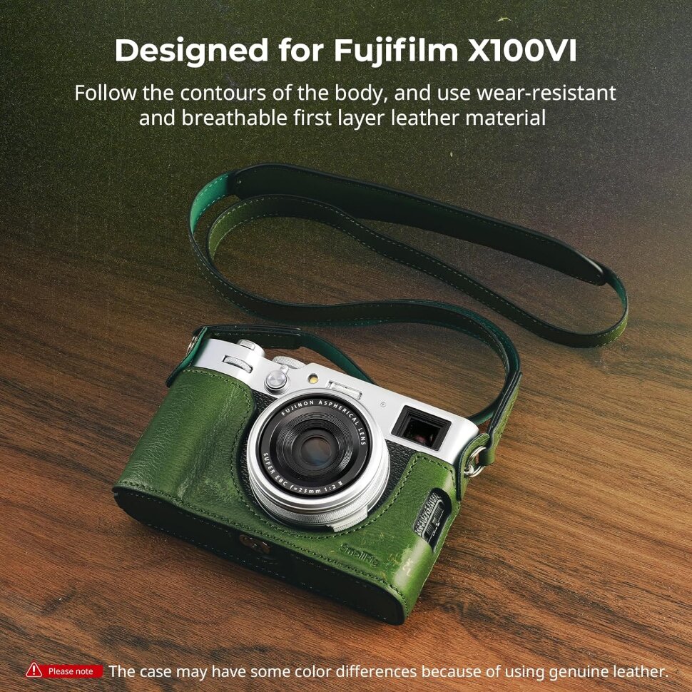 Чехол SmallRig Leather Half Case Kit для Fujifilm X100VI Зелёный Чехол SmallRig Leather Half Case Kit для Fujifilm X100VI Зелёный