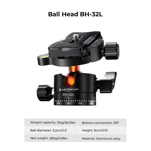 Штатив K&F Concept K255A7 с головой BH-32L Штатив K&F Concept K255A7 с головой BH-32L