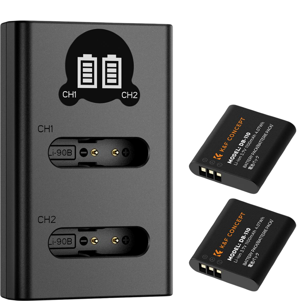 2 аккумулятора DB-110 + зарядное устройство K&F Concept 2 аккумулятора DB-110 + зарядное устройство K&F Concept