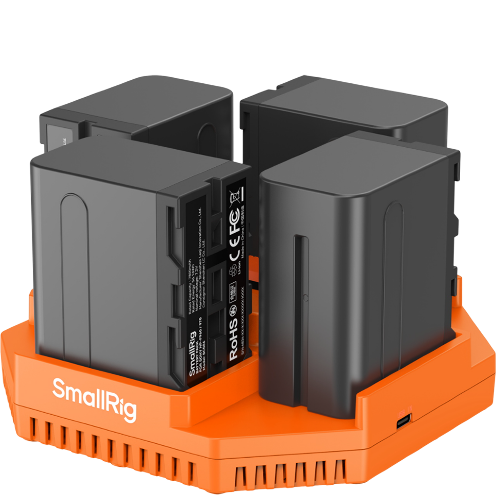 4 аккумулятора NP-F970 + зарядное устройство SmallRig 4834 4 аккумулятора NP-F970 + зарядное устройство SmallRig 4834