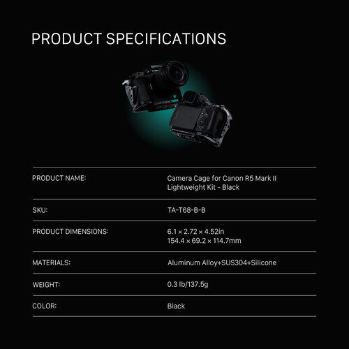Клетка Tilta Lightweight Kit для Canon R5 Mark II Чёрная Клетка Tilta Lightweight Kit для Canon R5 Mark II Чёрная