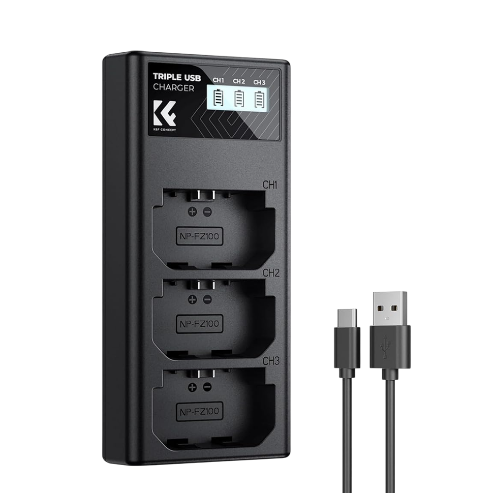 Зарядное устройство K&F Concept Triple Slot для NP-FZ100 Зарядное устройство K&F Concept Triple Slot для NP-FZ100