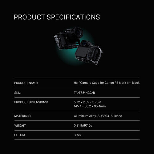 Клетка Tilta Half Cage для Canon R5 Mark II Чёрная Клетка Tilta Half Cage для Canon R5 Mark II Чёрная