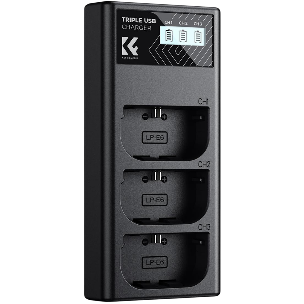 Зарядное устройство K&F Concept Triple Slot для LP-E6NH Зарядное устройство K&F Concept Triple Slot для LP-E6NH