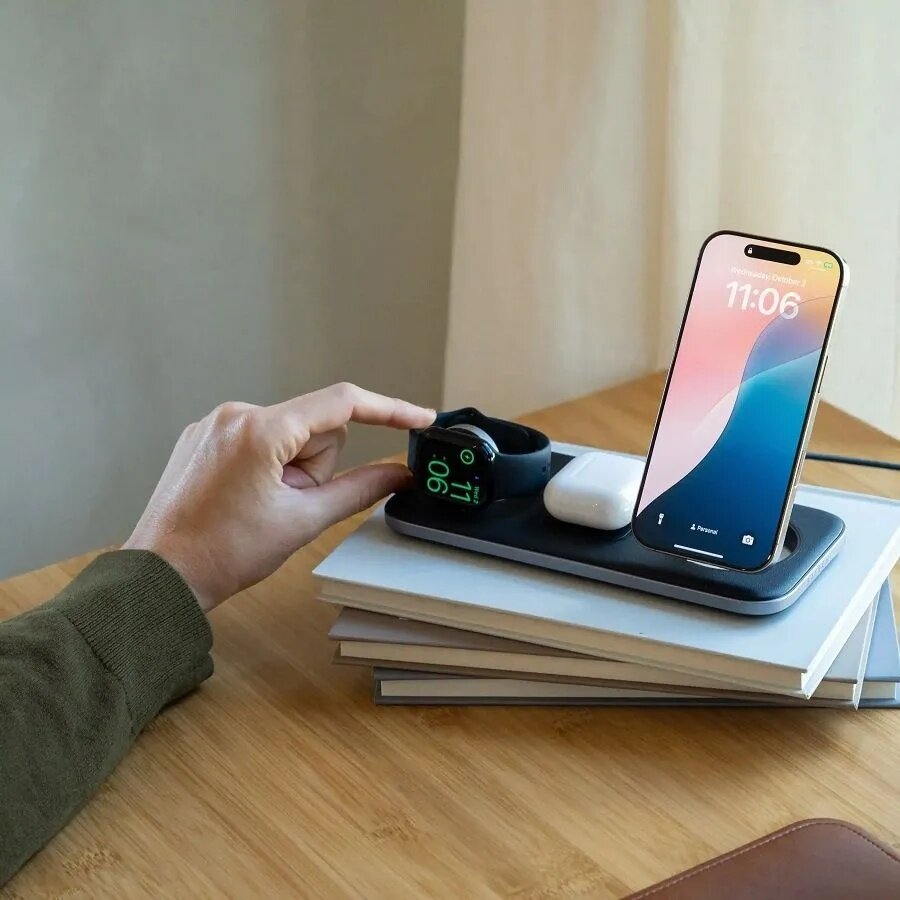 Беспроводная зарядка Satechi Qi2 Trio Wireless Charging Pad Беспроводная зарядка Satechi Qi2 Trio Wireless Charging Pad