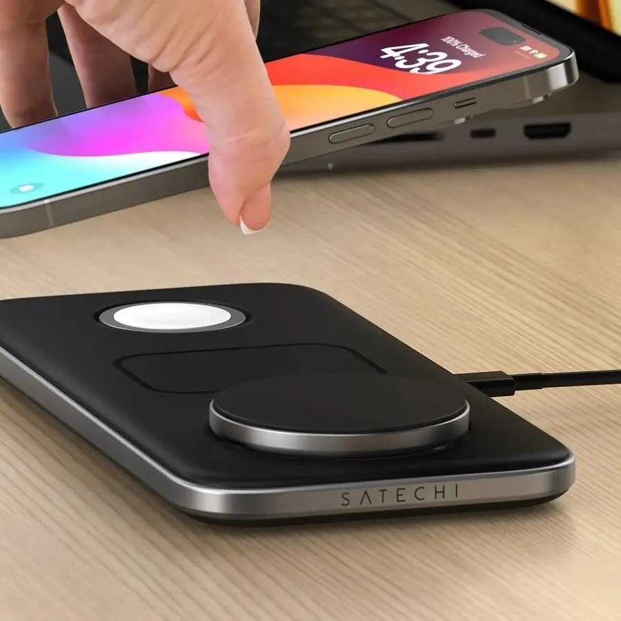 Беспроводная зарядка Satechi Qi2 Trio Wireless Charging Pad Беспроводная зарядка Satechi Qi2 Trio Wireless Charging Pad