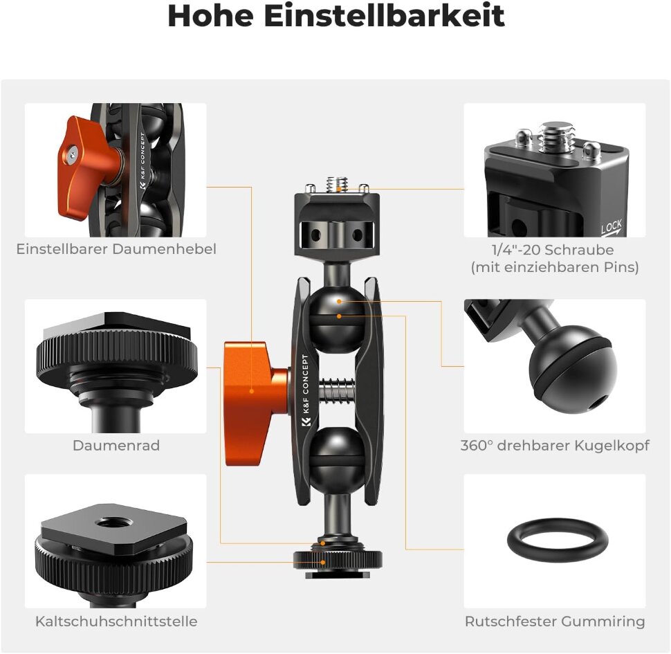 Magic arm K&F Concept MS27 Cold Shoe Magic arm K&F Concept MS27 Cold Shoe