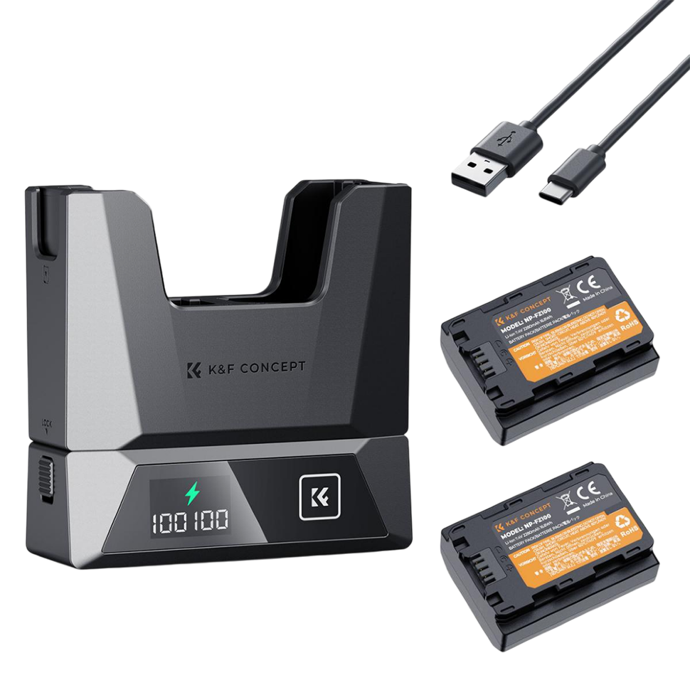 2 аккумулятора NP-FZ100 + зарядное устройство K&F Concept Modular Fast Charger Kit 2 аккумулятора NP-FZ100 + зарядное устройство K&F Concept Modular Fast Charger Kit