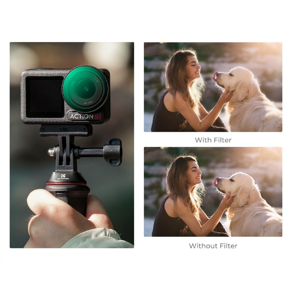Комплект светофильтров K&F Concept ND2-32, CPL, Black Mist 1/4 для DJI Osmo Action 5 Pro/4/3 (3шт) Комплект светофильтров K&F Concept ND2-32, CPL, Black Mist 1/4 для DJI Osmo Action 5 Pro/4/3 (3шт)