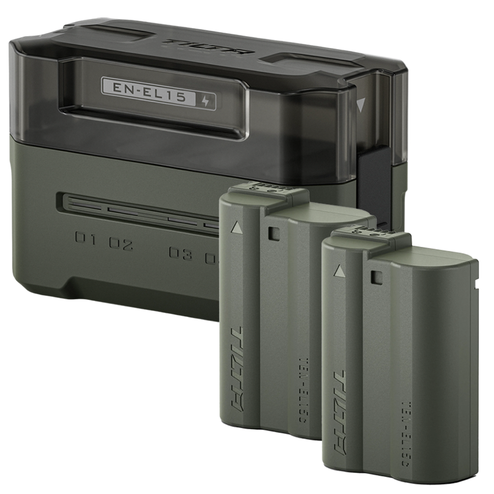 2 аккумулятора EN-EL15C + зарядный кейс Tilta Charging Station Зелёный 2 аккумулятора EN-EL15C + зарядный кейс Tilta Charging Station Зелёный