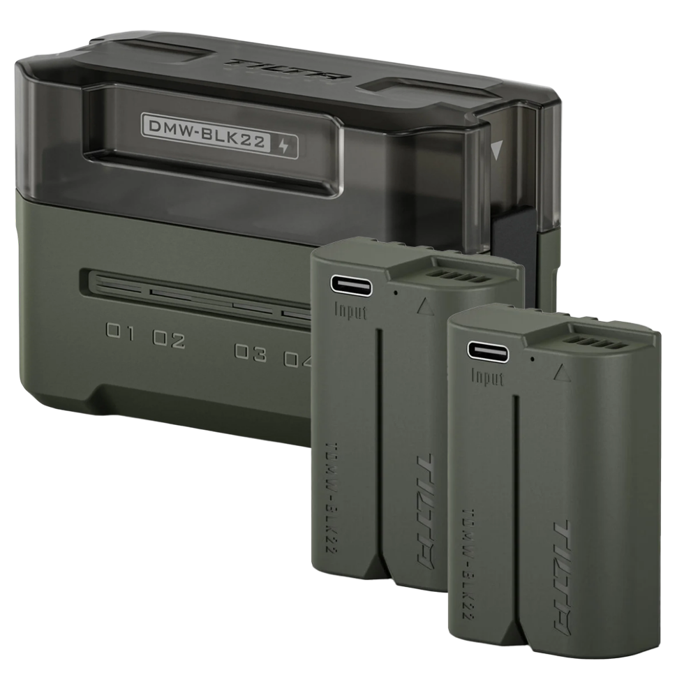 2 аккумулятора DMW-BLK22 + зарядный кейс Tilta Portable Charging Station Зелёный 2 аккумулятора DMW-BLK22 + зарядный кейс Tilta Portable Charging Station Зелёный