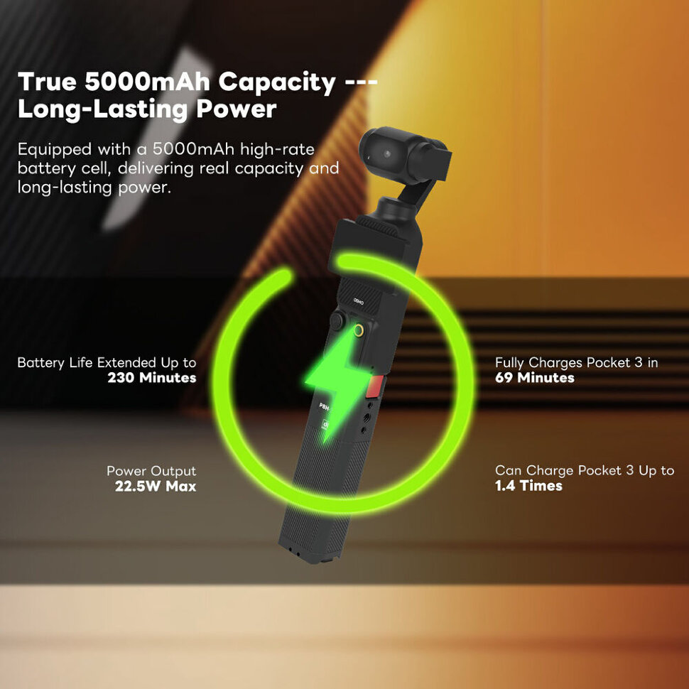 Аккумуляторная рукоятка DigitalFoto PBH-3 PRO для DJI Osmo Pocket 3 Аккумуляторная рукоятка DigitalFoto PBH-3 PRO для DJI Osmo Pocket 3