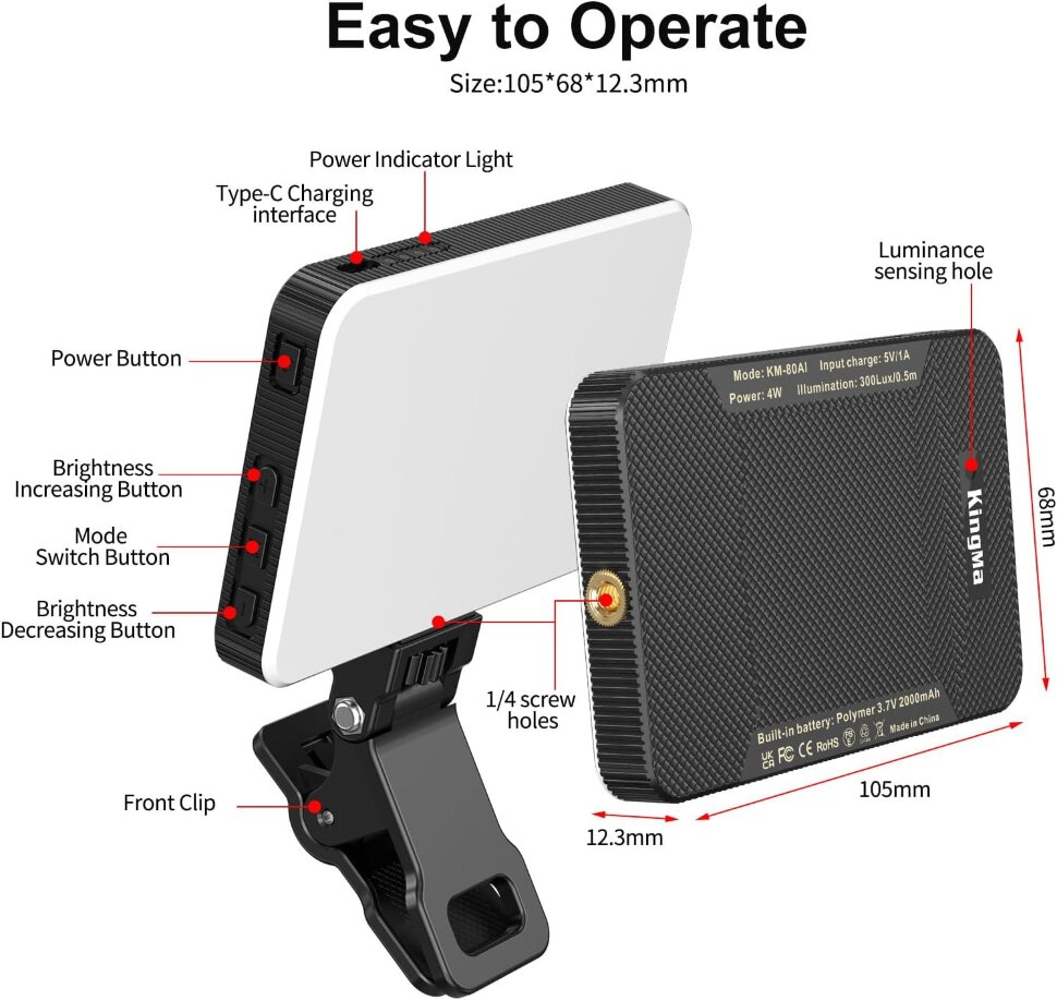Осветитель KingMa KM-80AI Чёрный Осветитель KingMa KM-80AI Чёрный