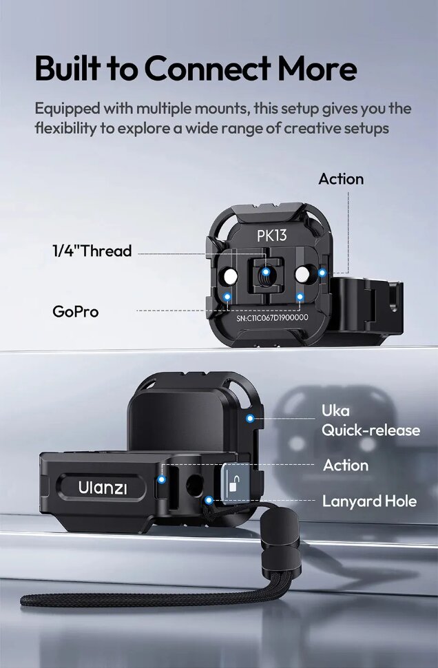 Быстросъемный держатель Ulanzi PK13 Uka для DJI Osmo Pocket 3 Быстросъемный держатель Ulanzi PK13 Uka для DJI Osmo Pocket 3