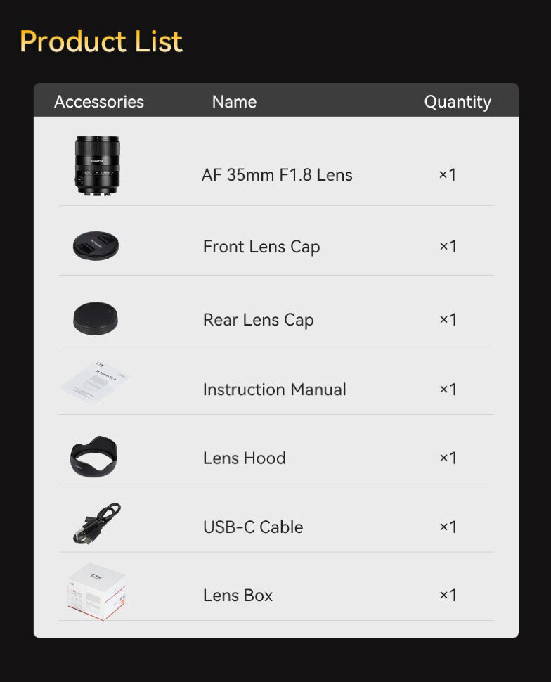 Объектив 7Artisans AF 35mm F1.8 Full Frame E-mount Объектив 7Artisans AF 35mm F1.8 Full Frame E-mount