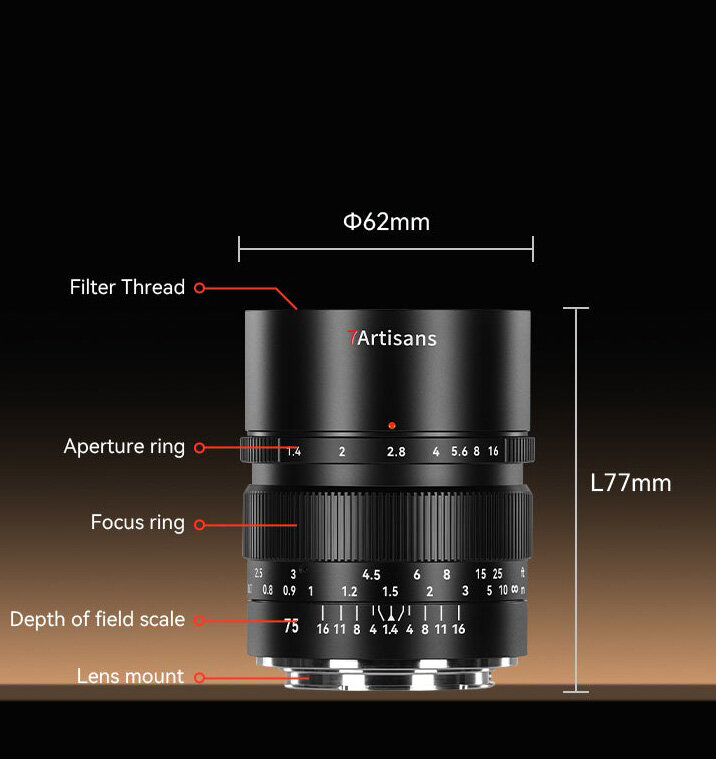 Объектив 7Artisans 75mm F1.4 E-mount Объектив 7Artisans 75mm F1.4 E-mount