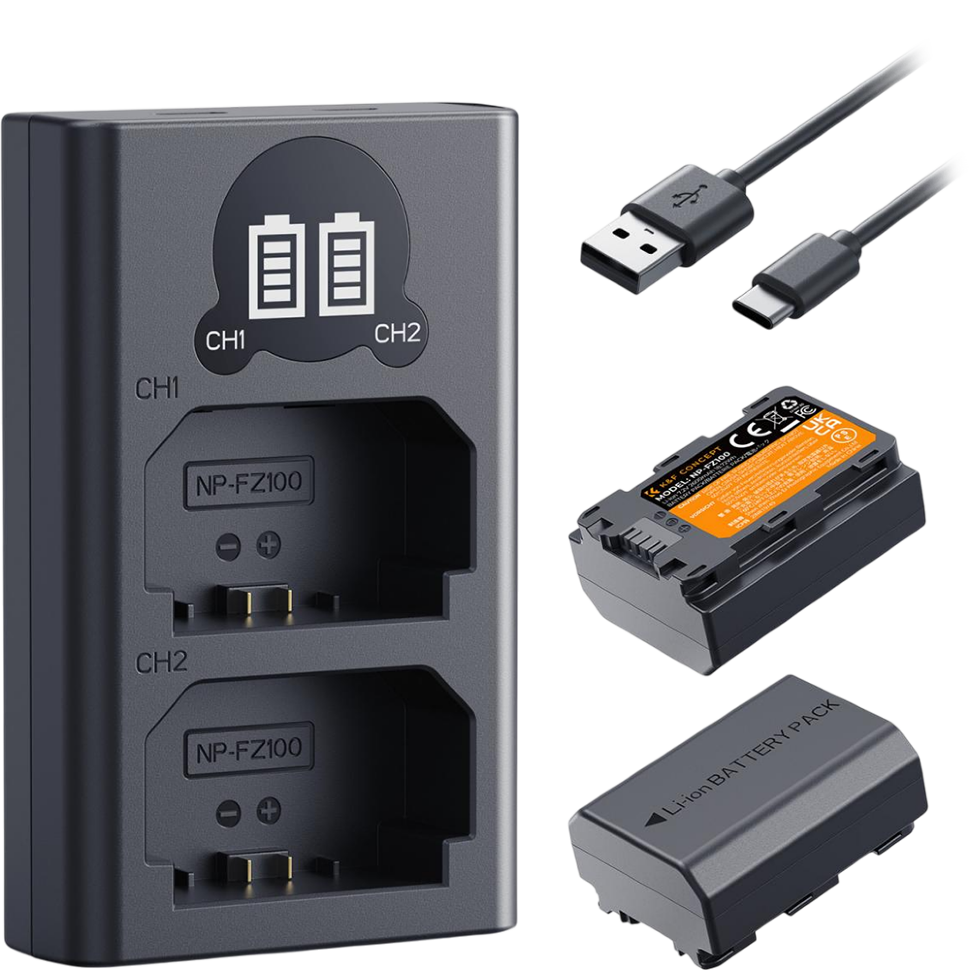 2 аккумулятора NP-FZ100 + зарядное устройство K&F Concept 2-slot LCD Charger 2 аккумулятора NP-FZ100 + зарядное устройство K&F Concept 2-slot LCD Charger